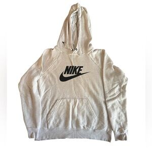 Grey Nike Sweatshirt Hoodie center swoosh  logo fleece Size M